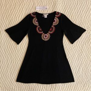 NWT Nanette Lepore Merino Wool Embellished Tunic Top